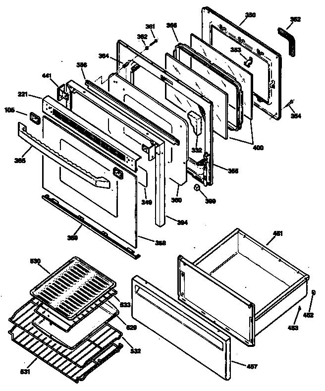 GE JBP95AT3 door diagram
