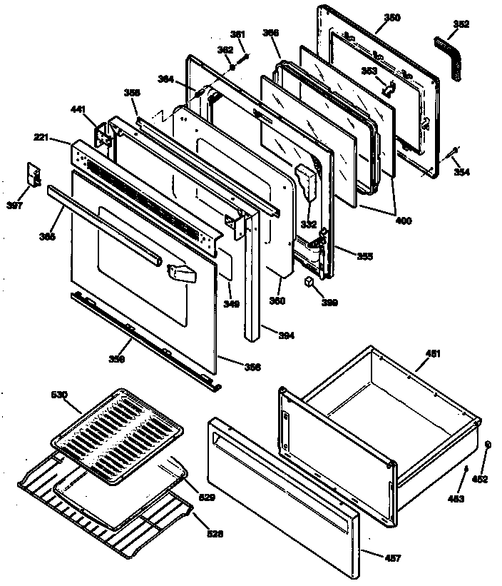 GE JBP58GS2 door diagram