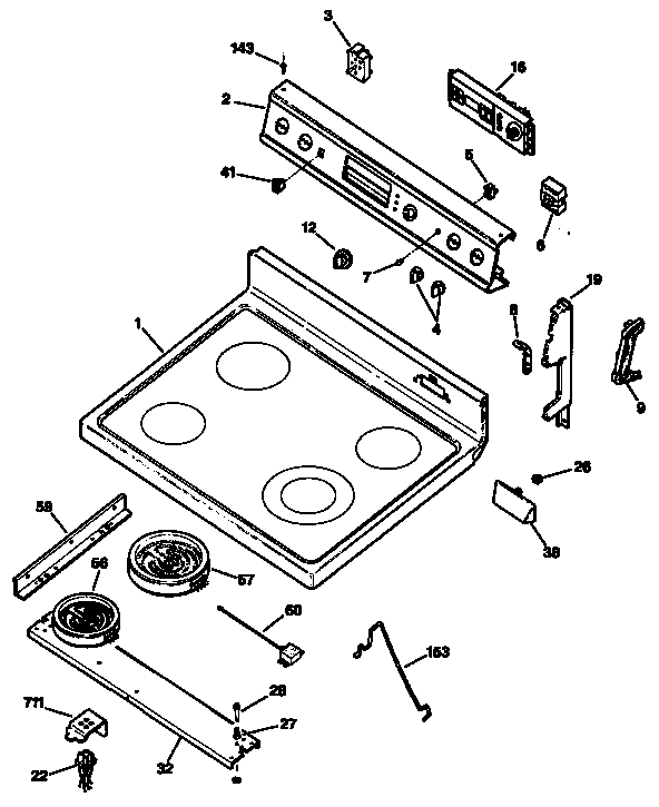 GE JBP75GS2AD cooktop diagram