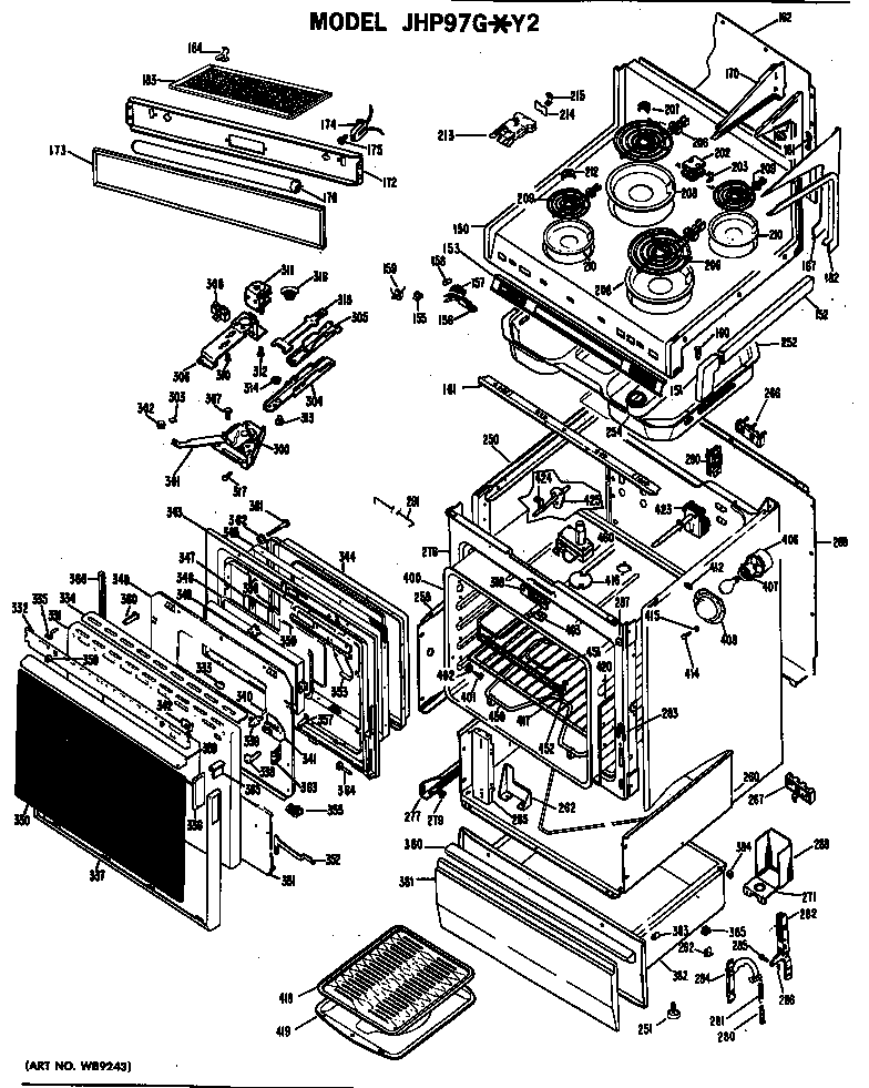 GE JHP97G*Y2 door/oven/cooktop diagram