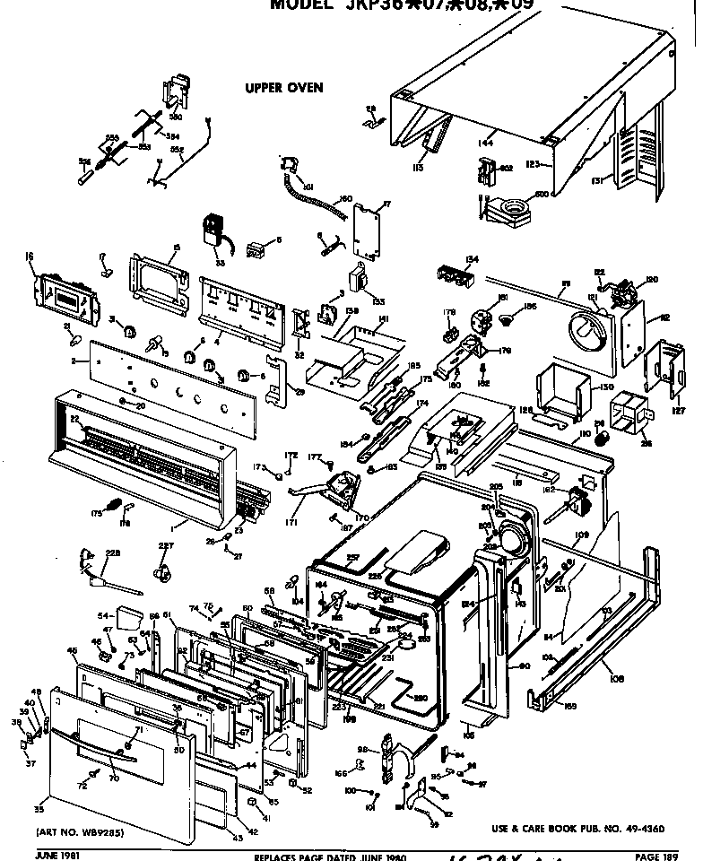 GE JKP36*09 upper oven diagram