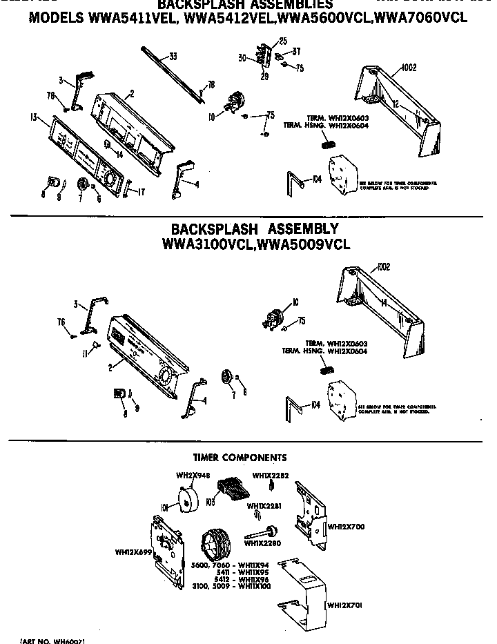 GE WWA7060VCL timer components diagram