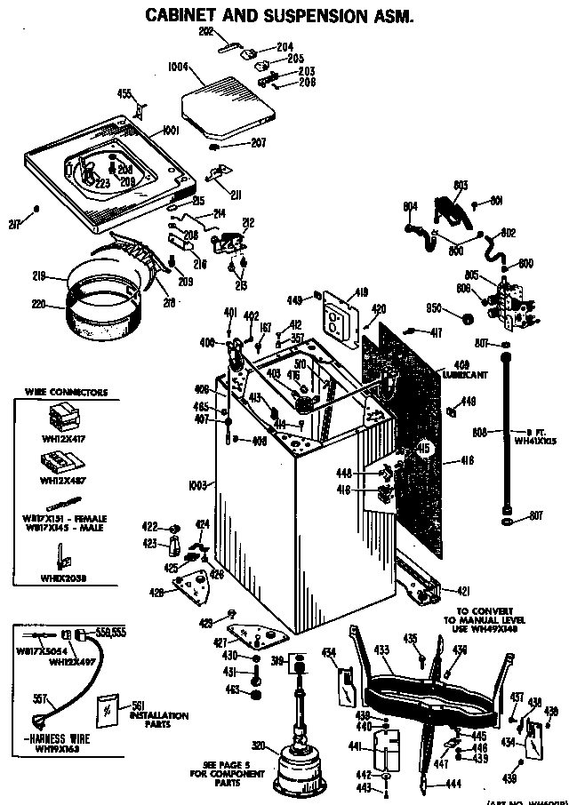 GE WWA7060VCL cabinet and suspension asm. diagram