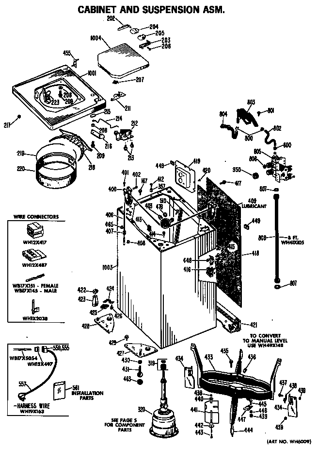 GE WWA7079VCL cabinet and suspension asm. diagram