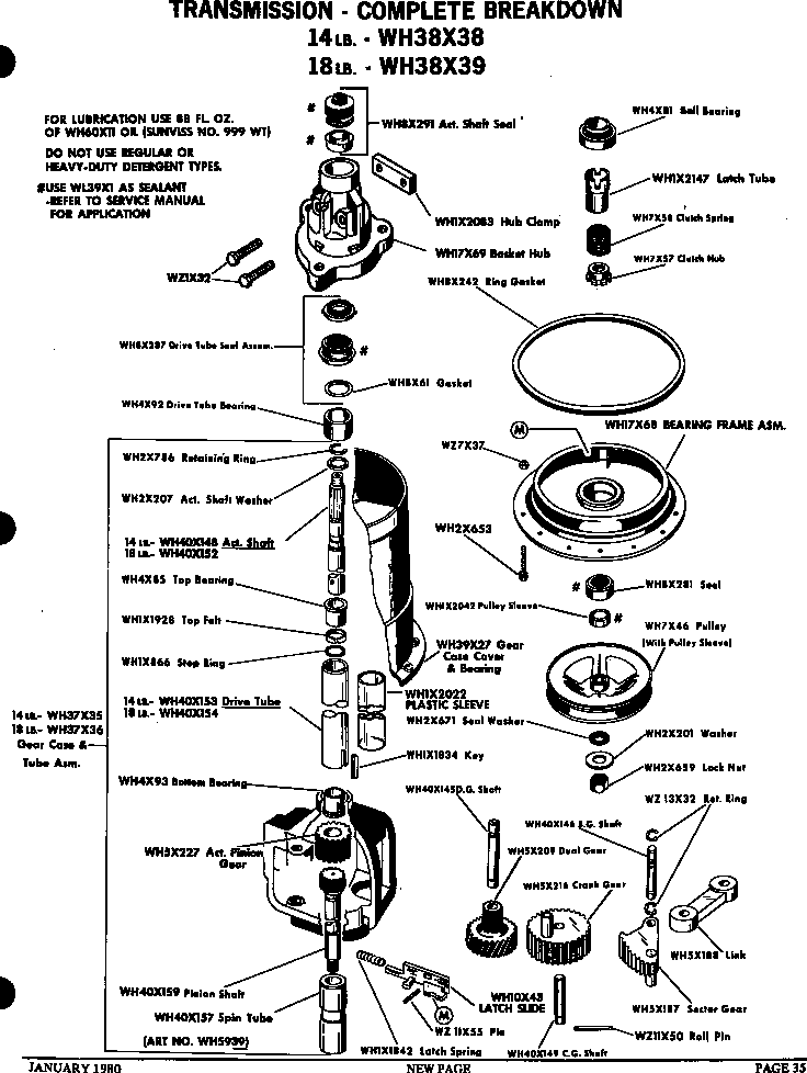 GE WWA8320VCL transmission - complete breakdown diagram