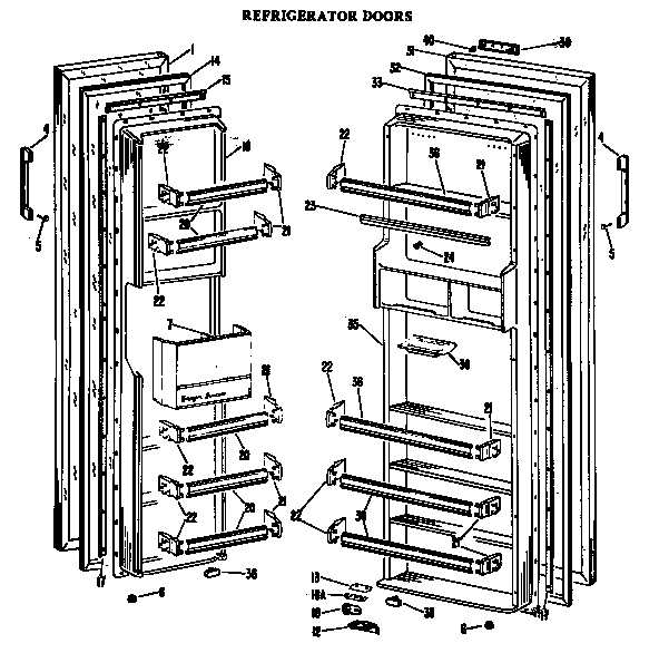GE TFF18EAC refrigerator doors diagram
