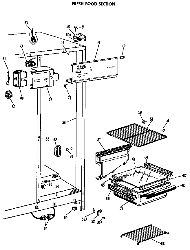GE TFF18EAC fresh food section diagram