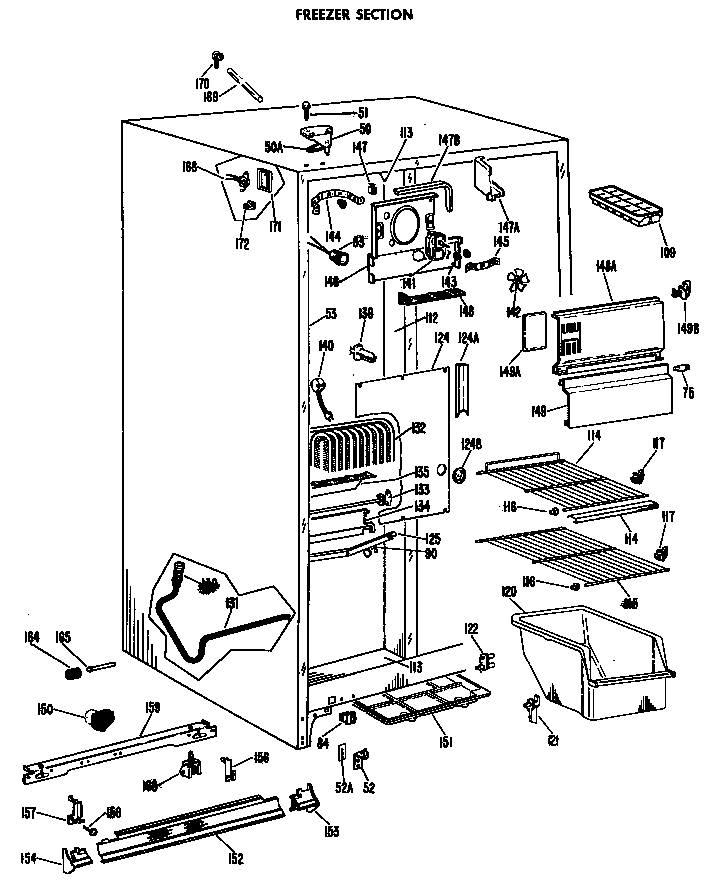 GE TFF18EAC freezer section diagram