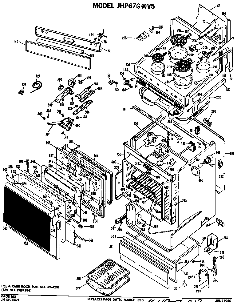 GE JHP67G*V5 door/oven/cooktop diagram