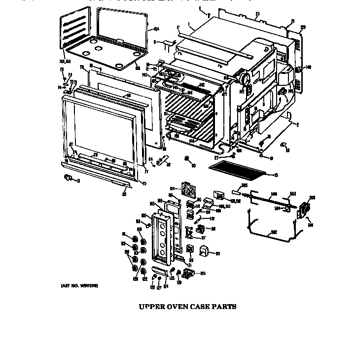 GE JHP67G*V5 upper oven case parts diagram