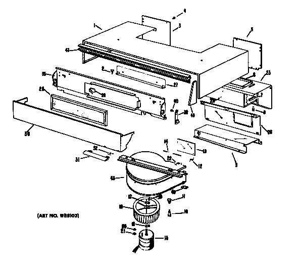 GE JHP56*V8 blower parts only diagram
