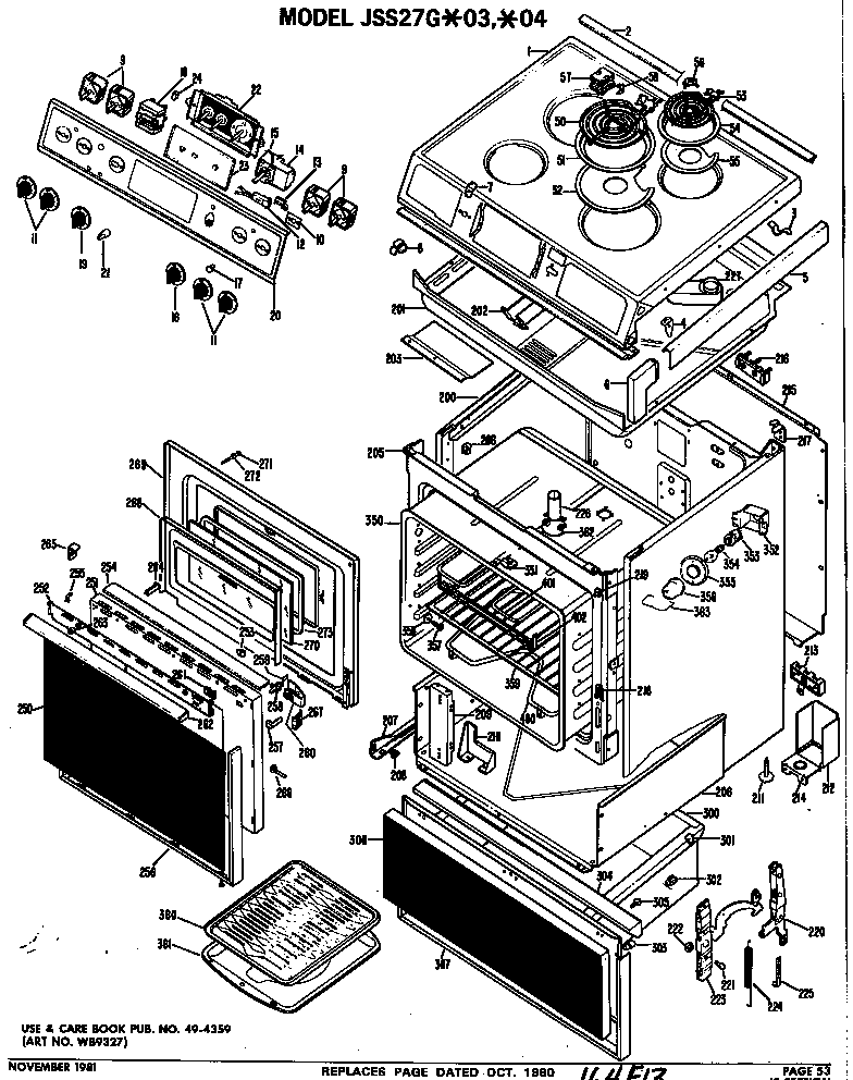GE JSS27G*03 electric range assembly diagram