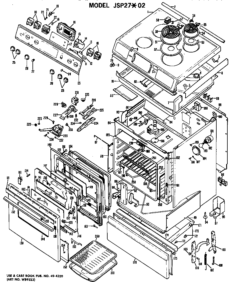 GE JSP27*02 electric range assembly diagram