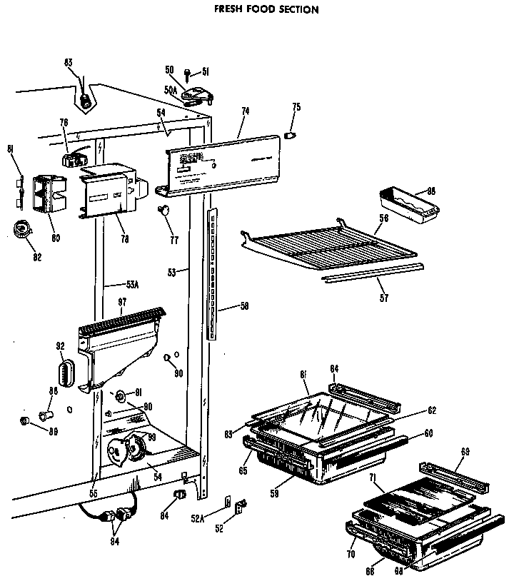 GE TFF19BAC fresh food section diagram