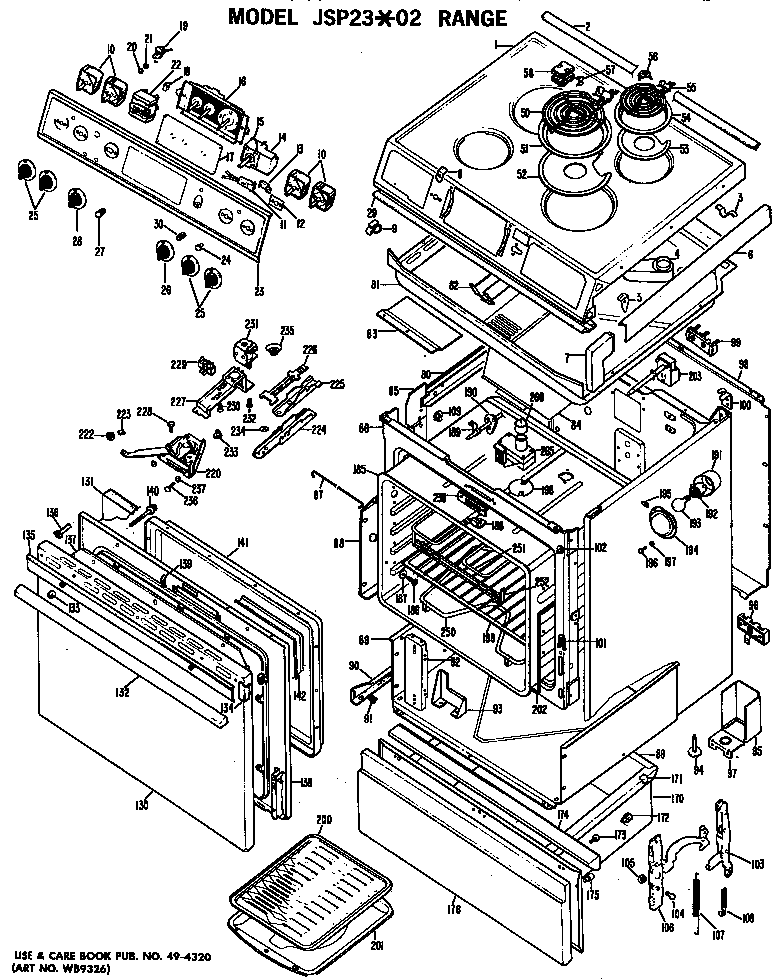 GE JSP23*02 electric range assembly diagram