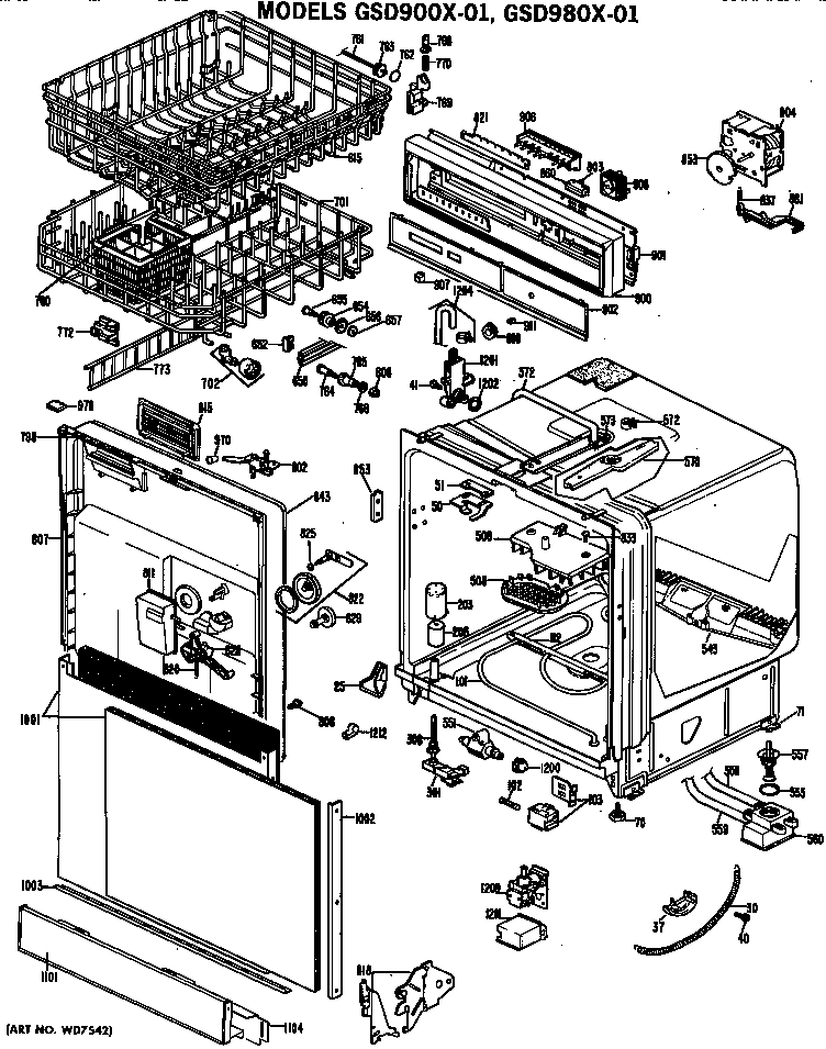 GE GSD900X-01 racks/tub diagram