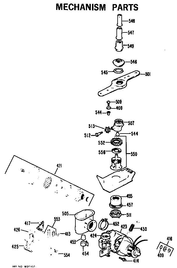 GE GSD900X-01 mechanism parts diagram