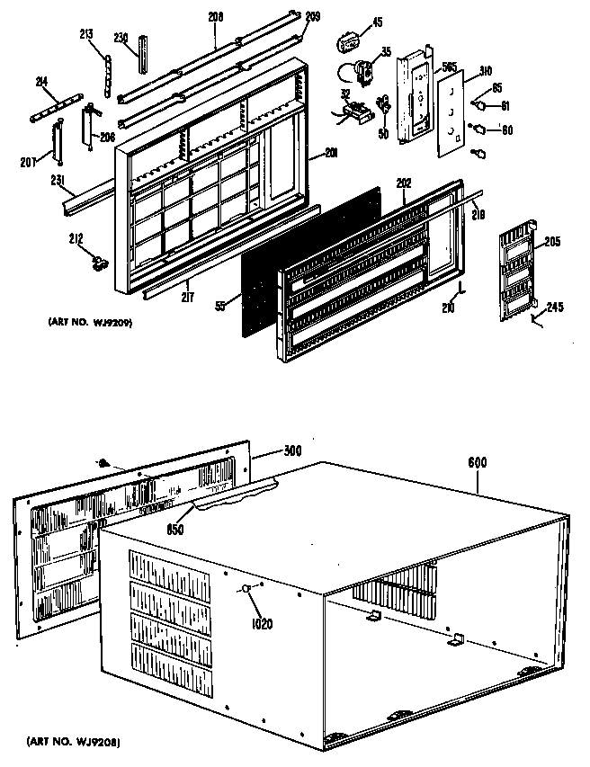 GE SL217 cabinet/grille diagram