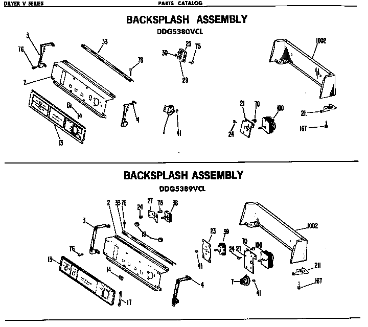 GE DDG5989VCL backsplash assembly diagram