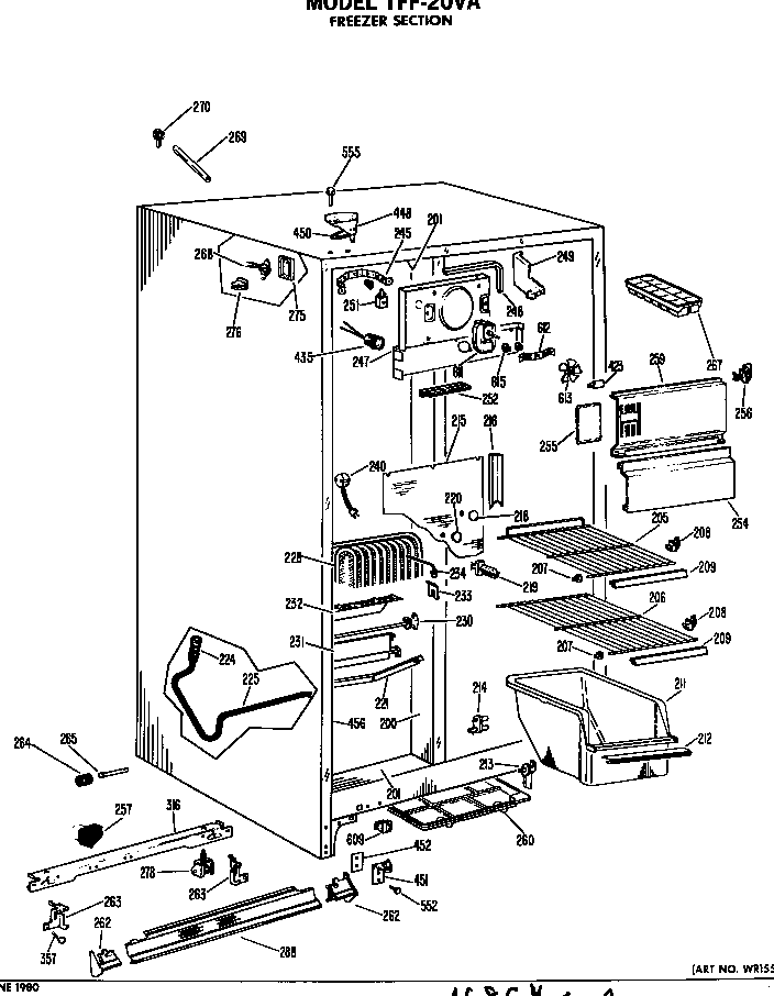 GE TFF20VAB freezer section diagram