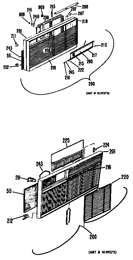 GE AJ507FNP1 grille diagram