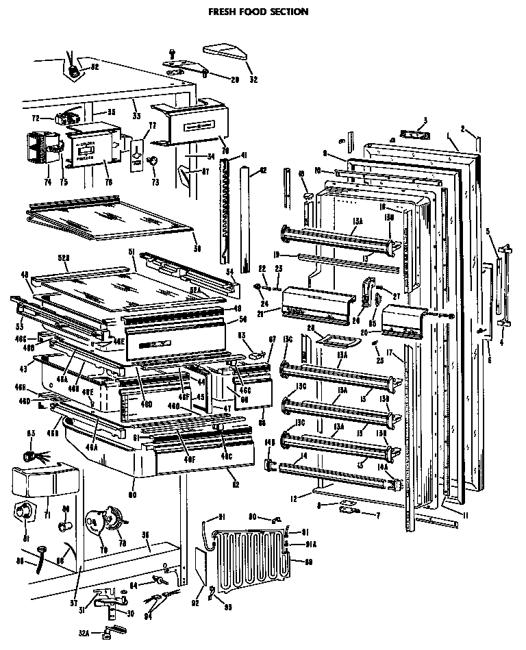 GE TFF24RLB shelves diagram
