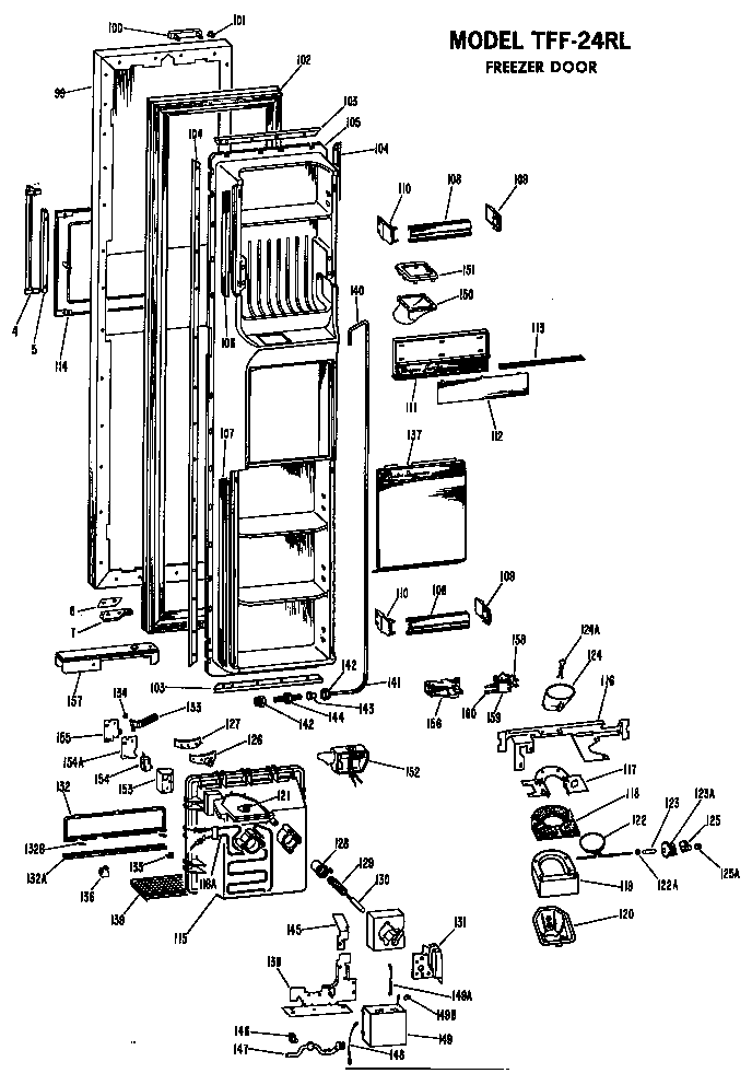 GE TFF24RLB freezer door diagram