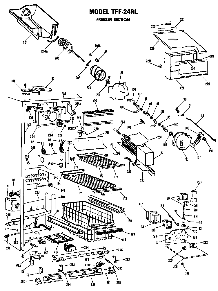 GE TFF24RLB freezer section diagram