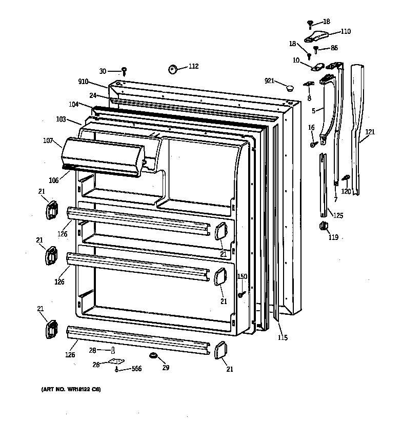 Hotpoint CTX21EAXFRWH fresh food door diagram