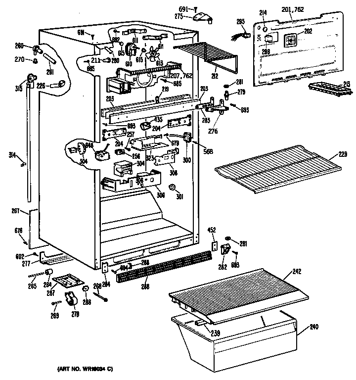 Hotpoint CTX18CPJRWH cabinet/shelves diagram