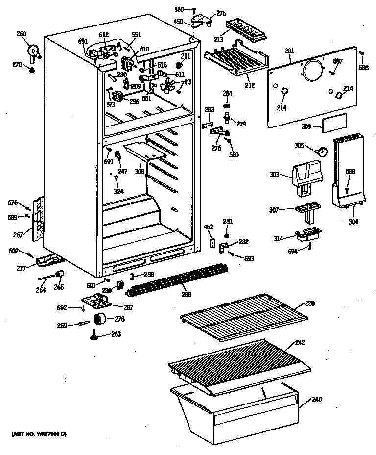 Hotpoint CTE16CYSFRWH cabinet/shelves diagram