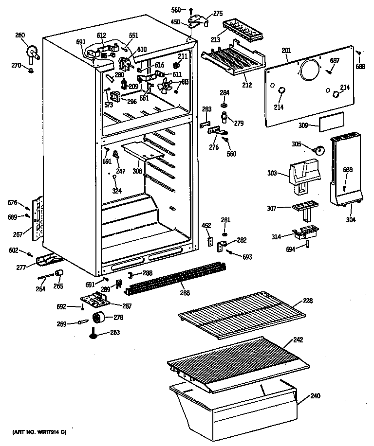 Hotpoint CTE16CYSDRWH cabinet/shelves diagram