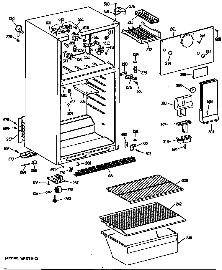 Hotpoint CTH16CYSERWH cabinet/shelves diagram