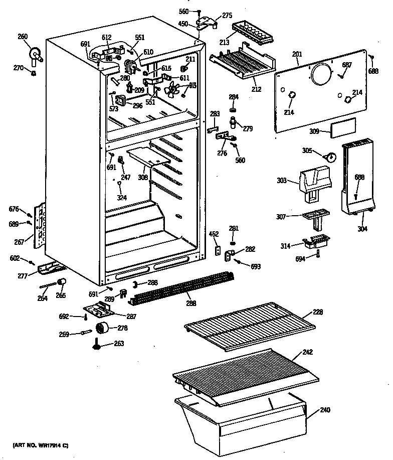 Hotpoint CTX14CASFRWH cabinet/shelves diagram
