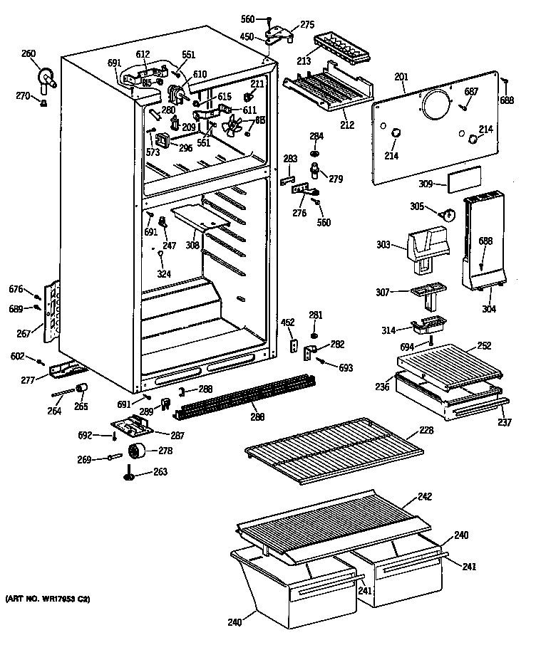 Hotpoint CTX16BYSFRAD cabinet/shelves diagram