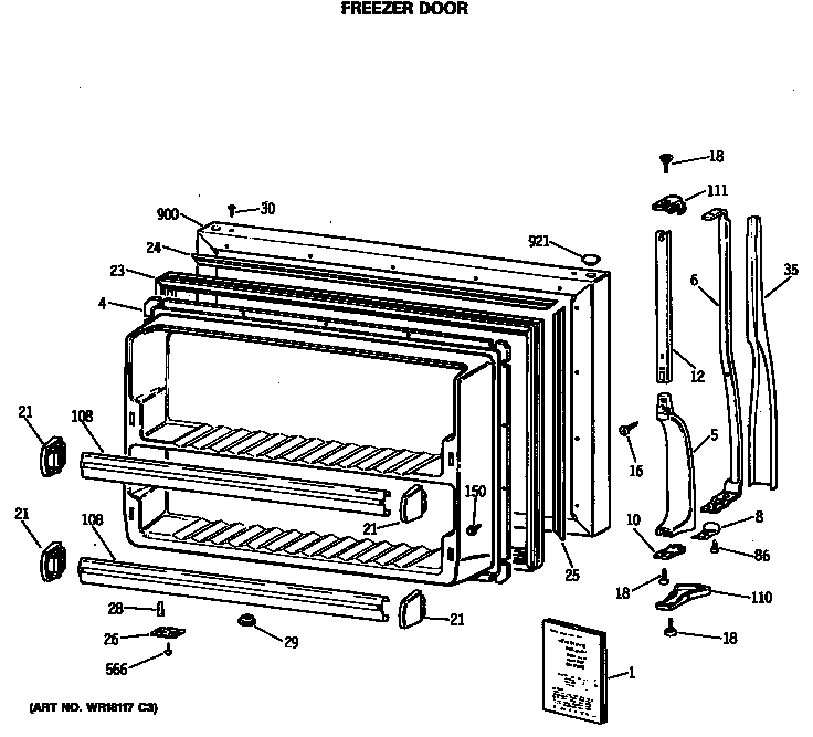 Hotpoint CTX18EASQRWH freezer door diagram