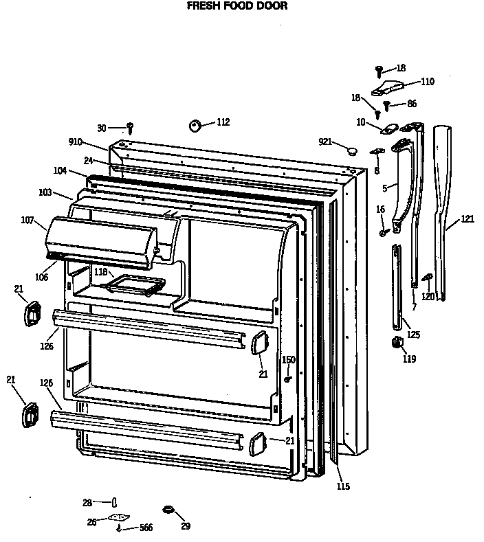 Hotpoint CTX18EASQRWH fresh food door diagram