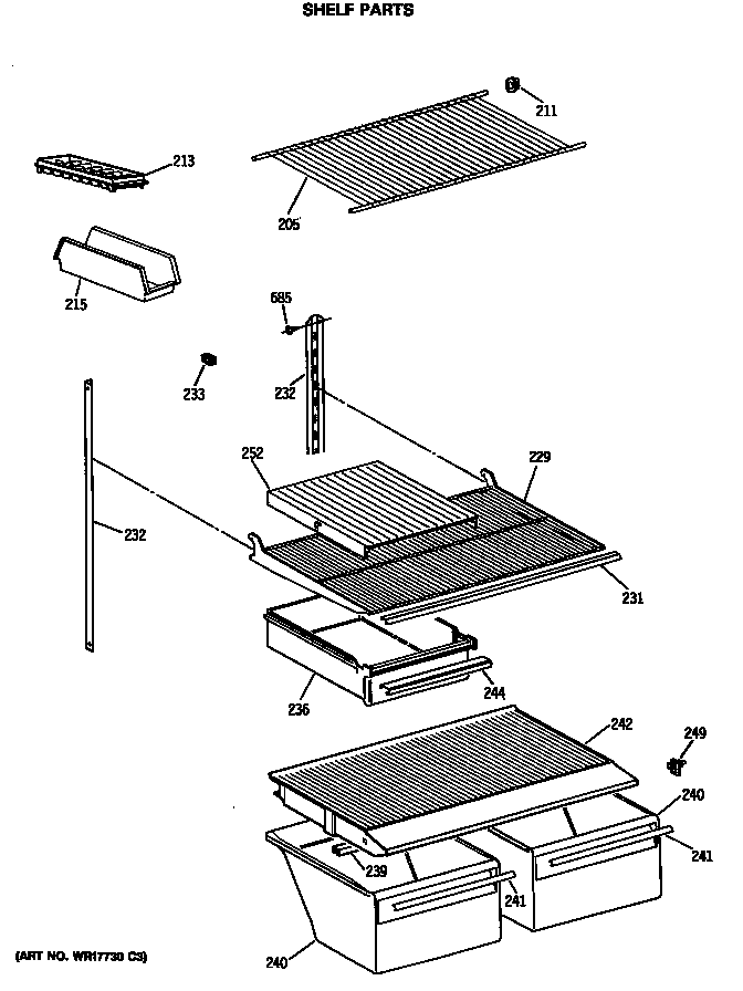 Hotpoint CTX18EASQRWH shelf parts diagram