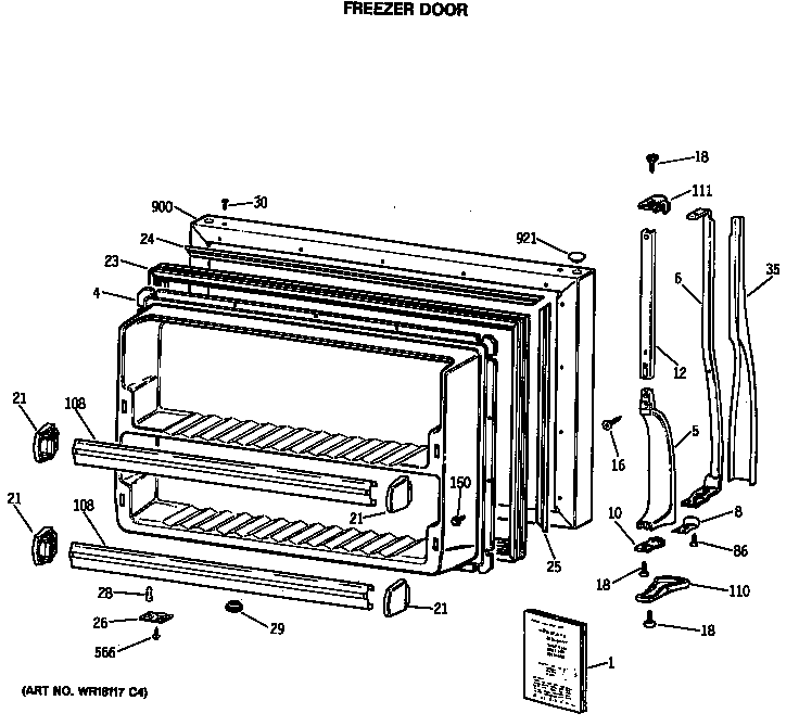 Hotpoint CTX18LASQLWH freezer door diagram