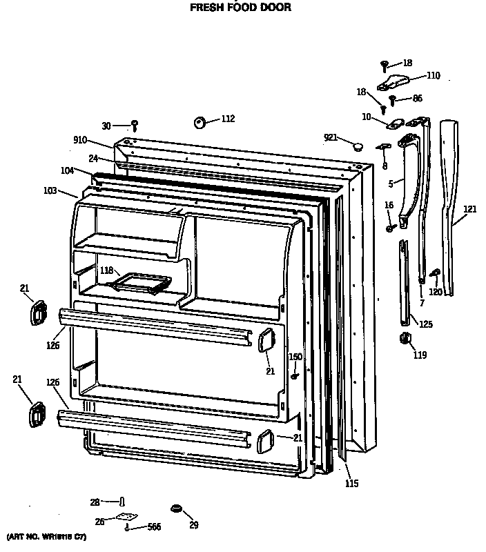 Hotpoint CTX18LASQLWH fresh food door diagram