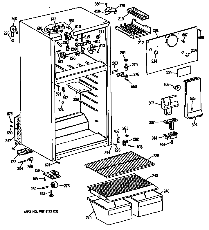 Hotpoint CTH14CYTCRAD cabinet/shelves diagram
