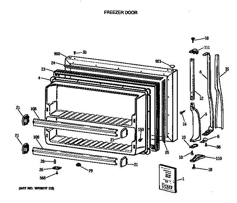 Hotpoint CTX18EASVRWH freezer door diagram