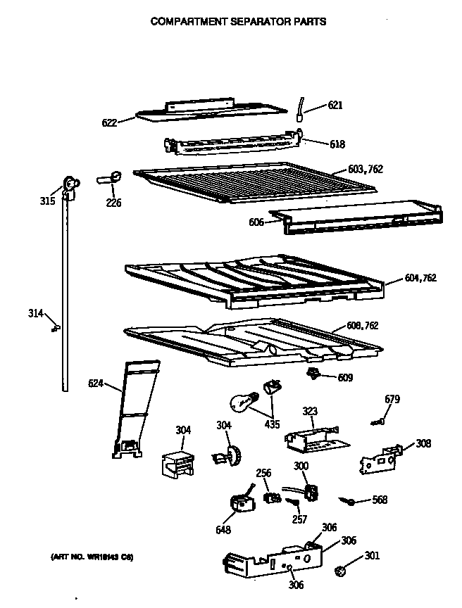 Hotpoint CTX18EASVRWH compartment separator parts diagram