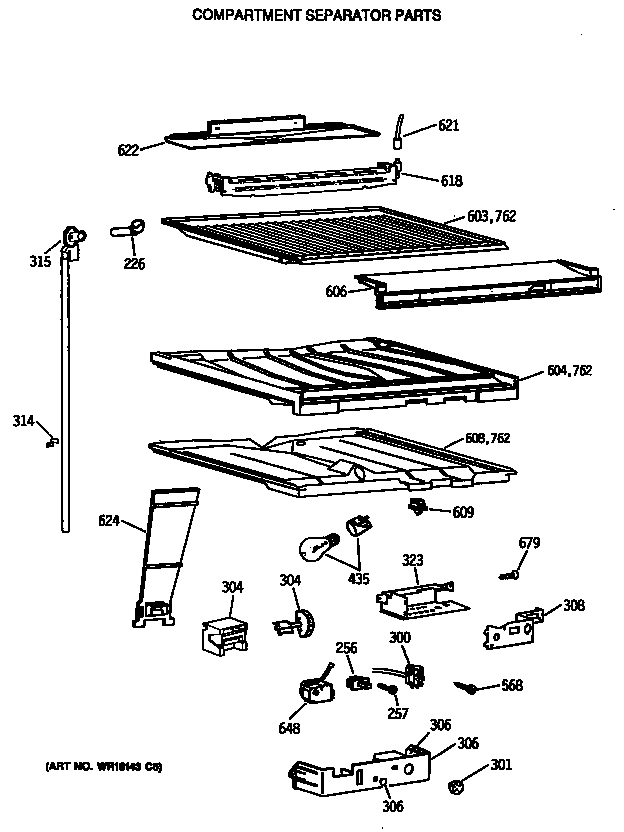 Hotpoint CTX18LASVLWH compartment separator parts diagram