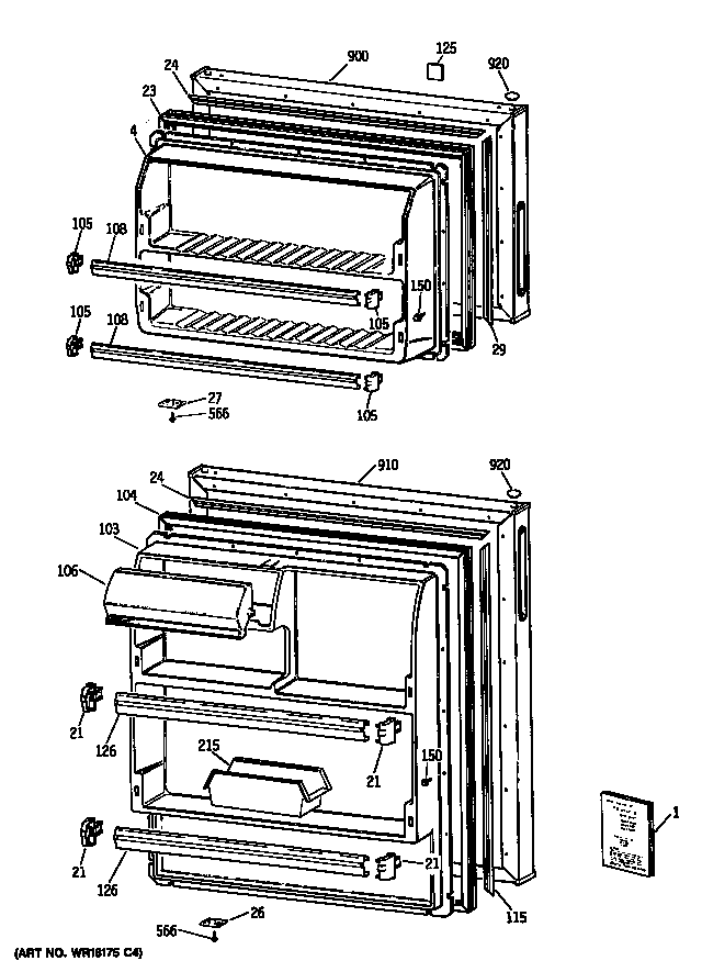 Hotpoint CTH16BYTFRWH doors diagram