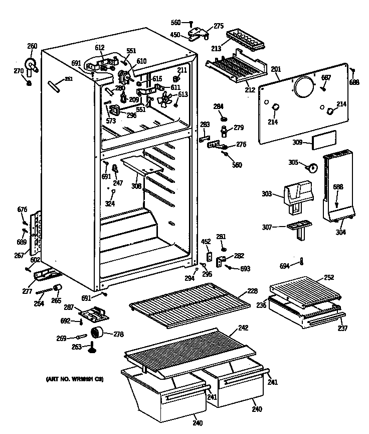 Hotpoint CTH16BYTFRWH cabinet/shelves diagram
