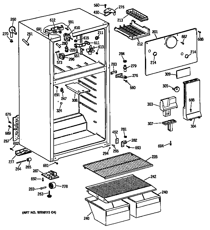Hotpoint CTX16CYTDLWH cabinet/shelves diagram