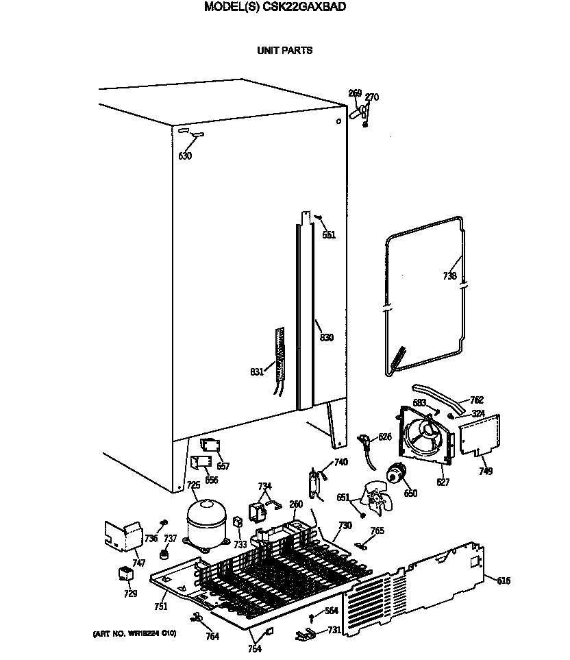 Hotpoint CSK22GAXBAD unit parts diagram