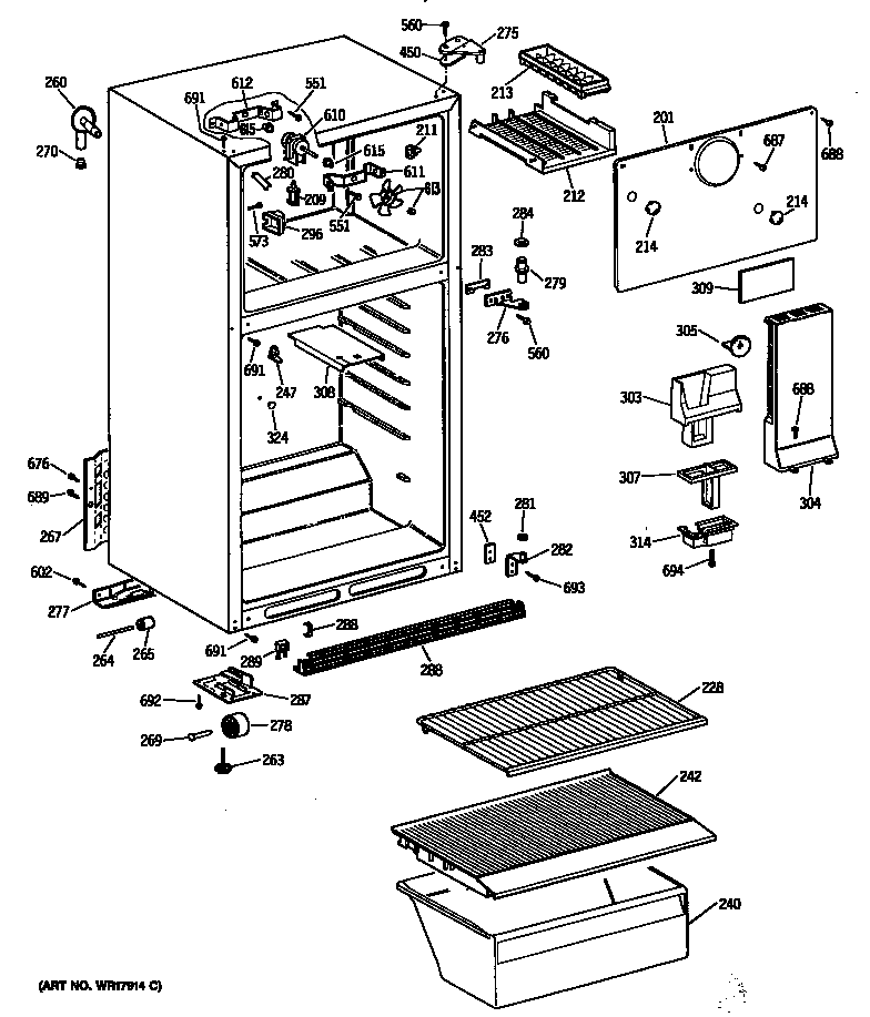 Hotpoint CTX14CYSFRAD cabinet/shelves diagram