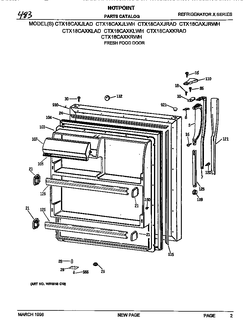Hotpoint CTX18CAXKRAD fresh food door diagram